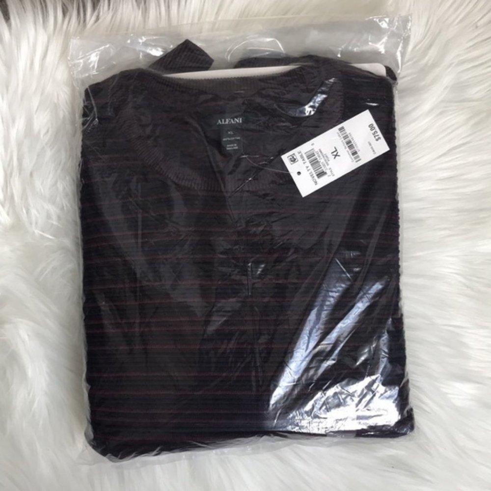 NWT Macy's Alfani Men's Sweater Port Red  Ottoman Textured Crewneck - Picture 12 of 14